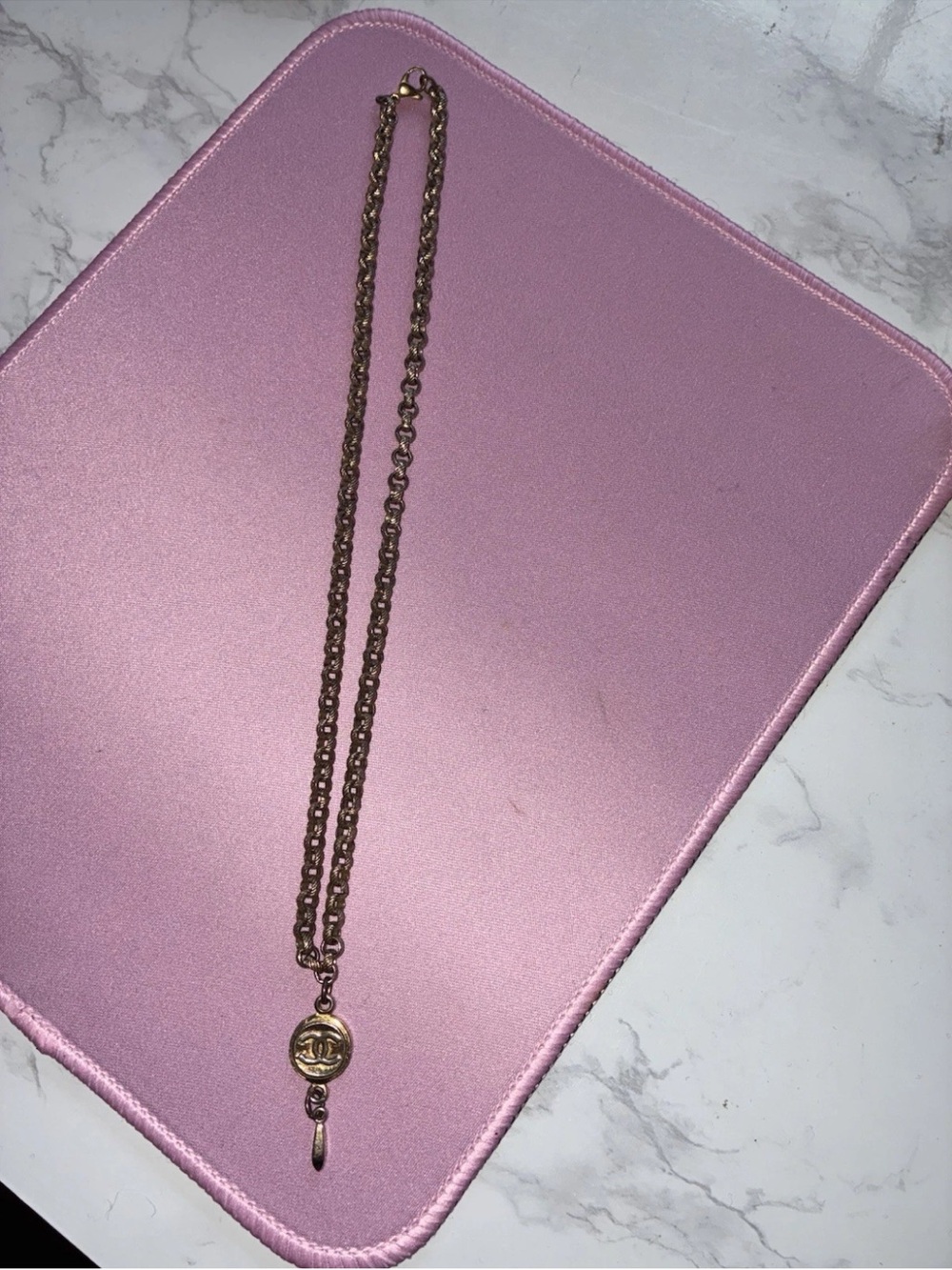 Kelly Harrington Repurposed Vintage Chanel CC Pendant Gold Chain Necklace